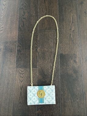 Loungefly White and Blue Monogram Crossbody with Gold Chain